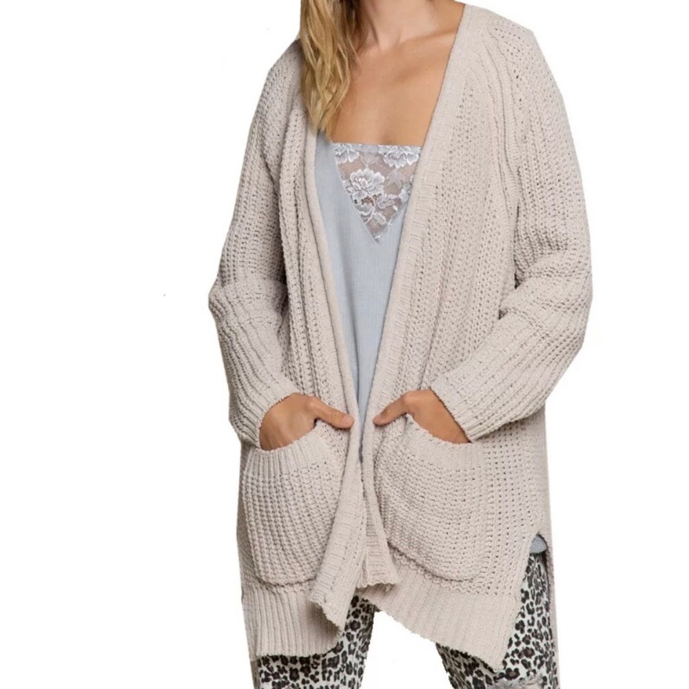 POL soft chunky knit open cardigan